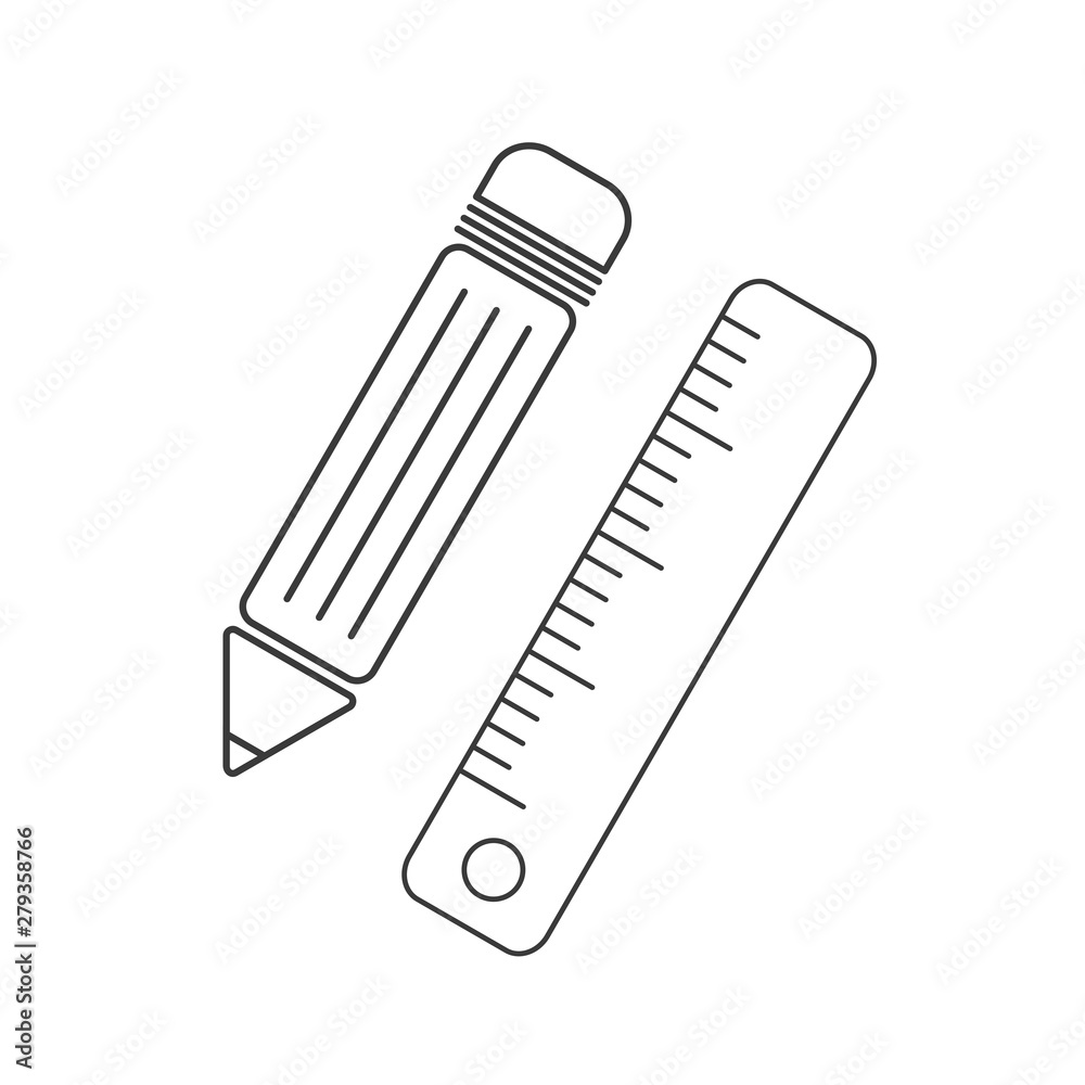 Poster pencil and ruler icon template color editable vector sign isolated on white background.