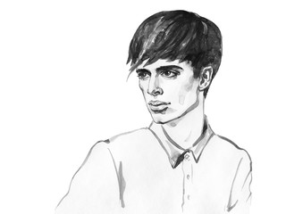 Watercolor fashion portrait