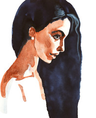 Watercolor fashion portrait