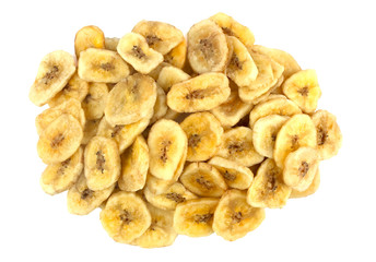 banana chips on white background