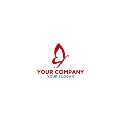 F Red Butterfly Logo Design Vector