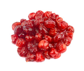 Isolated dried cherries on a white background