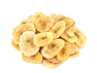 banana chips on white background
