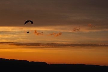 Sunset and paraglider