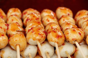 grilled meatballs is delicious at street food