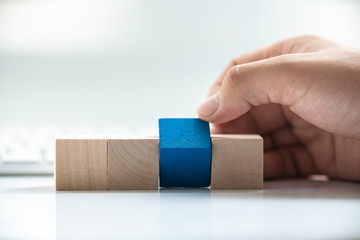 Building Blocks on table with white background