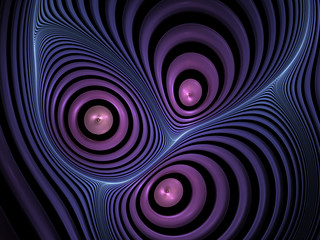 Abstract Illustration Background Image, Graphic Artistic Resource, Lines and Symmetrical Patterns, Soft Glowing Neon Warped Circular Rings. Colorful Recursive Patterns, Modern Digital Art.