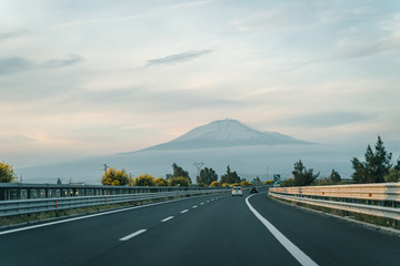 Beautiful view of the Volcano Etna, Catania City, Sicily
