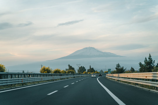 Beautiful view of the Volcano Etna, Catania City, Sicily