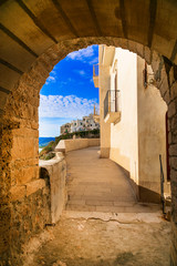 authentic towns of Puglia - Vieste coastal town with narrow streets. south of Italy