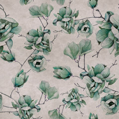 Botanical seamless pattern with Magnolia branches. Detail hand-drawn flowers. Delicate flowers. The design is suitable for textiles and interior, as well as for invitations and cards, as well as for w - 279364591