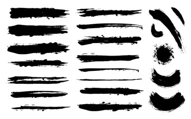 Brush strokes. Vector paintbrush set. Grunge design elements.