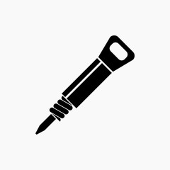 Hammer drill icon. Vector sign of coal mining, repair work, road repair.