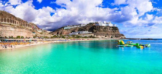 Best beaches of Grand Canary - beautiful Playa de los amadores. Canary islands of Spain