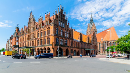 Old Town Hall in Hannover with Marktkirche - obrazy, fototapety, plakaty