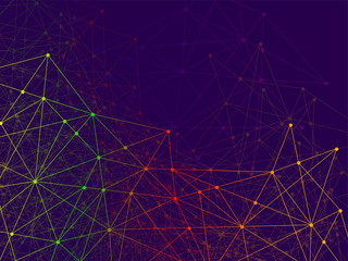 Abstract geometric background with connecting dots and lines. Modern technology concept. Colorful polygonal structure