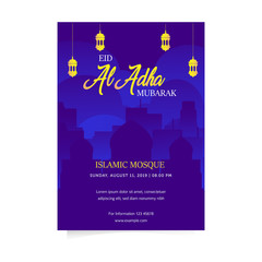 al adha mubarak A4 Style Flyer, Brochure, flyer decoration muslim background 