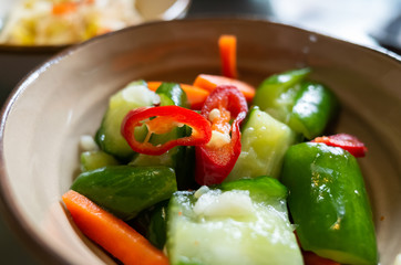 chinese appetizer with pickled cucumber