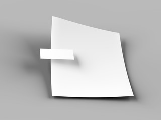Empty paper sheet in A4 format with bussines card. 3d illustration