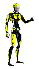 3D Rendering Male Robot on White