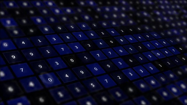 Display of binary code data with rows of numbers symbols.