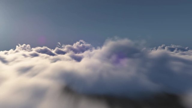 Survol r&eacute;aliste de nuages - Seamlessly looped animation