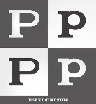 eps Vector image: Linear Serif style initials (P)
