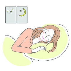 不眠症の女性のイラスト　眠れない