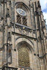 st vitus cathedral in prague, Prague Castle, architecture, monument, city, old, square, art, clock