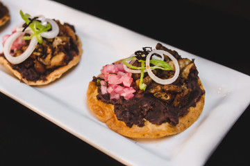 canape with meat and sauce restaurant