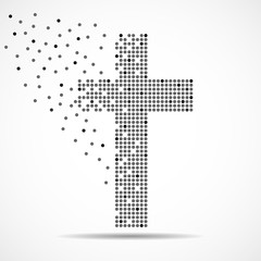 Abstract cross of dots. Christian Symbol. Vector