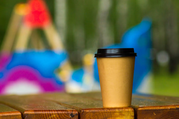 paper cup with coffee for fresh air