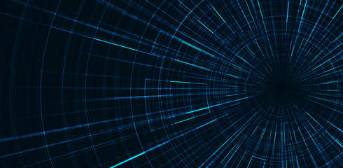 Hyperspace speed motion on Blue background,warp and expanding movement concept,vector Illustration.