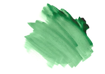 green watercolor isolated background.Abstract paint strokes