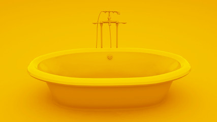 Modern bathtub isolated on yellow background. 3d illustration