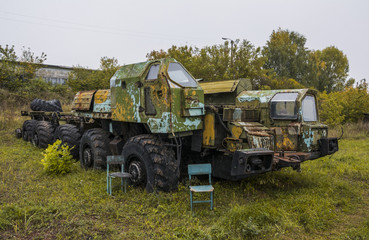 abandoned military trucks