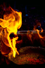 red high temperature fire metal casting method