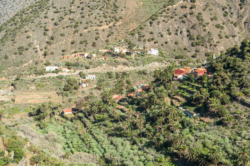 The village Tamargada in the north of the island of La Gomera. The small village lives from tourism and agriculture