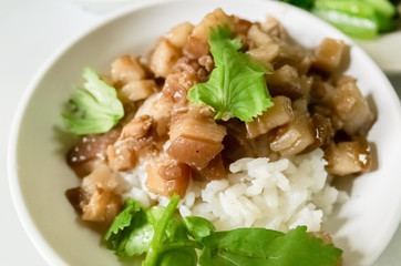 Chinese braised pork on rice