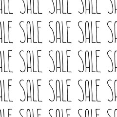 Sale. Vector seamless pattern. Lettering. Discount offer.