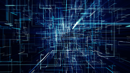 3D illustration of network connection dots and lines. Technology background.