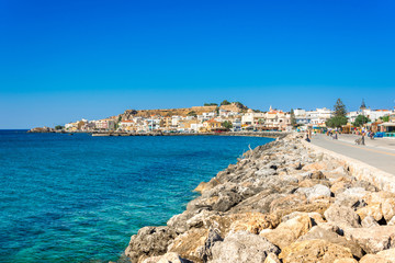View of seaside traditional village of Paleochora, Crete, Greece.