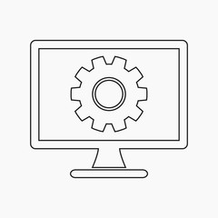 Computer Service Icon. Line style vector EPS.