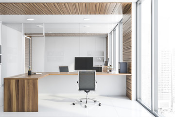 White and wood manager office