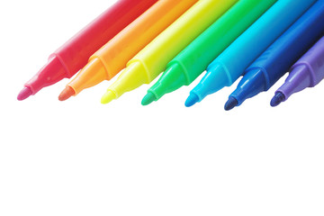 Markers colors of the rainbow. Isolate on white background..
