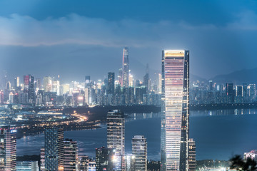 Fototapeta premium Shenzhen, China, Guangdong Houhai City skyline night view