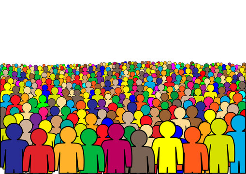 crowd of multicolor abstract people isolated on a white background horizontal  vector illustration