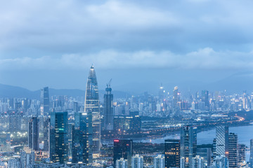 Fototapeta na wymiar Shenzhen, China, Guangdong Houhai City skyline night view