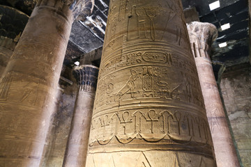 Columns in Edfu Temple, Edfu, Egypt