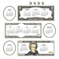 2020 money calendar, ideal for any business.  For print or web use. 